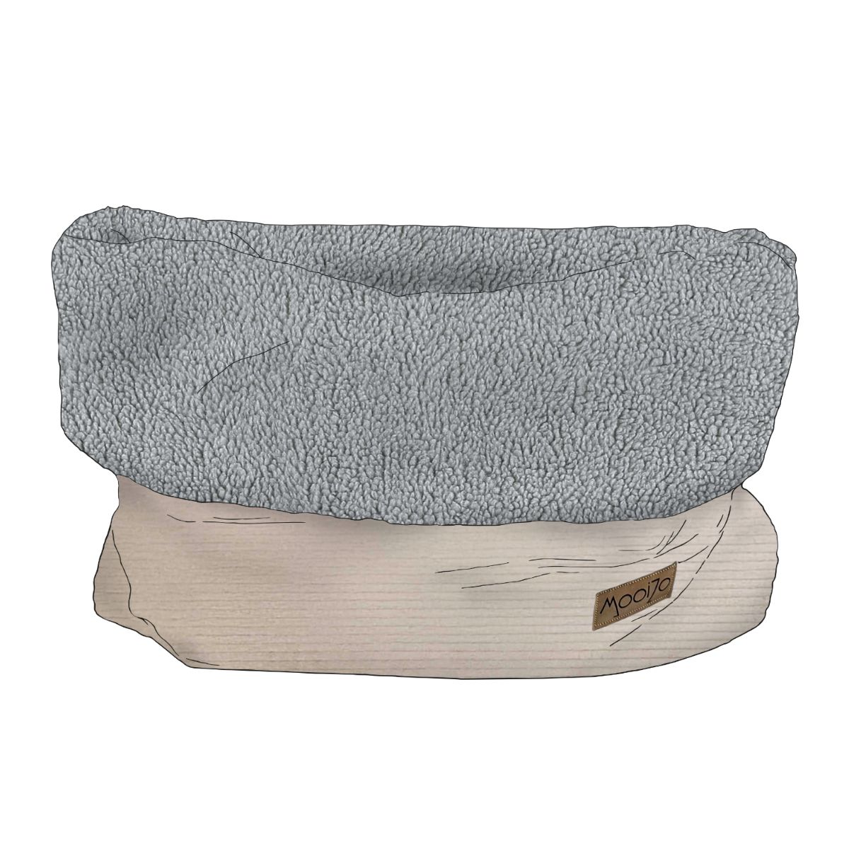 Cozy Mupfel • Kuschelsack • SOFORT VERFÜGBAR • Breitcord Beige - Teddy Silber-Grau "Curly Silver"