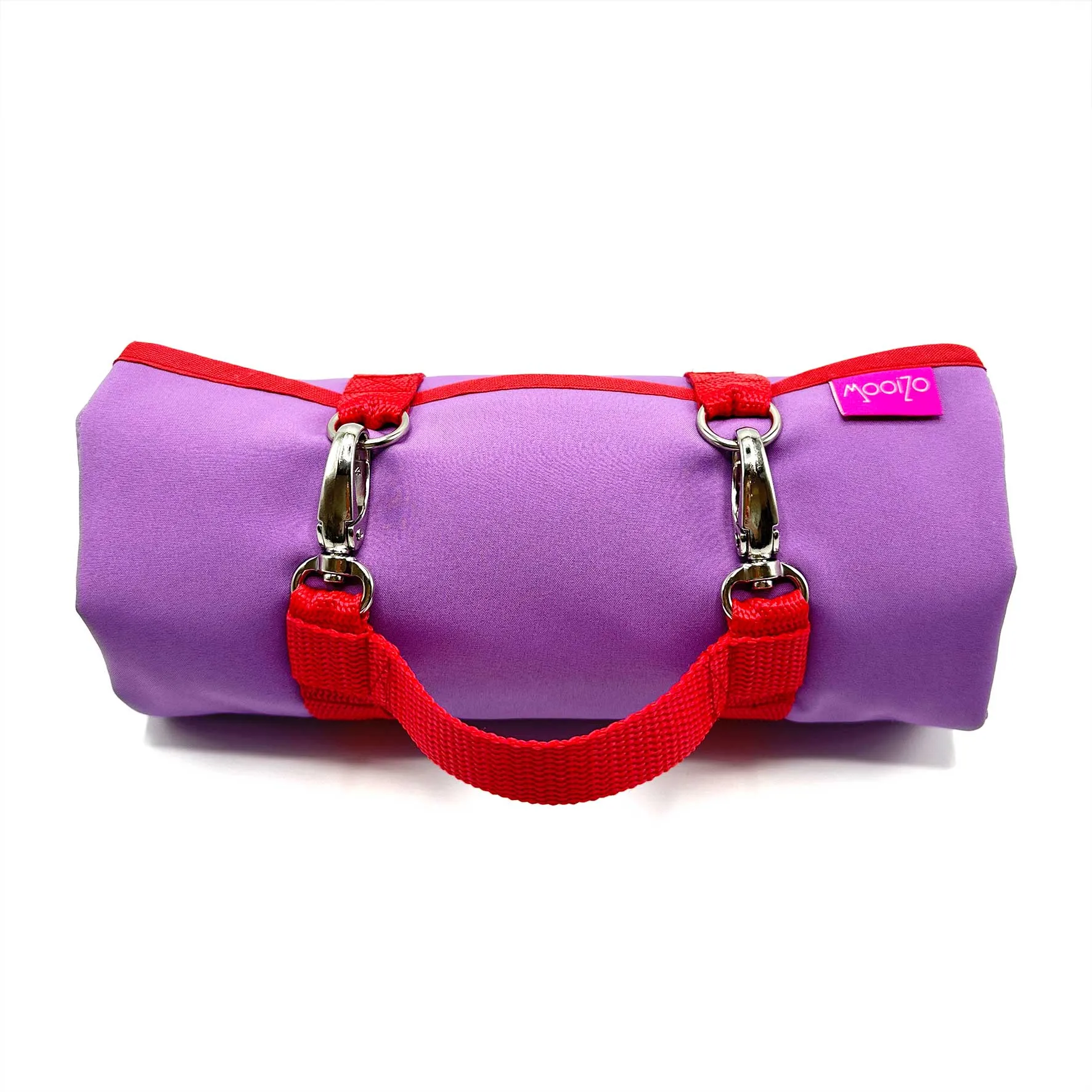 MooiZo Dog'n'Roll Hundereisedecke Sunset Stripes Kollektion Flieder-Rot - Wärmeisolierende, wasserabweisende Decke für Hunde, kompakt, pflegeleicht, ideal für Reisen und Ausflüge
