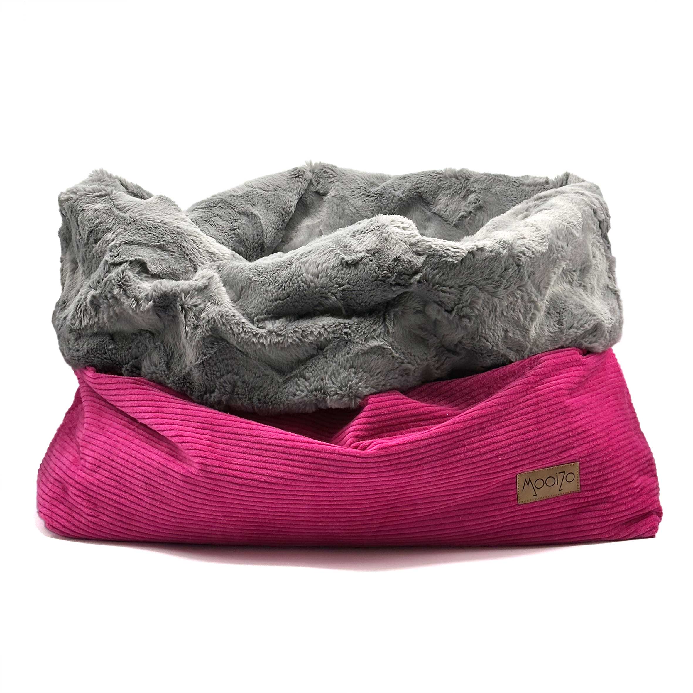 Cozy Mupfel • Kuschelsack • SOFORT VERFÜGBAR • Breitcord Pink - Fell "Wavy Grey"