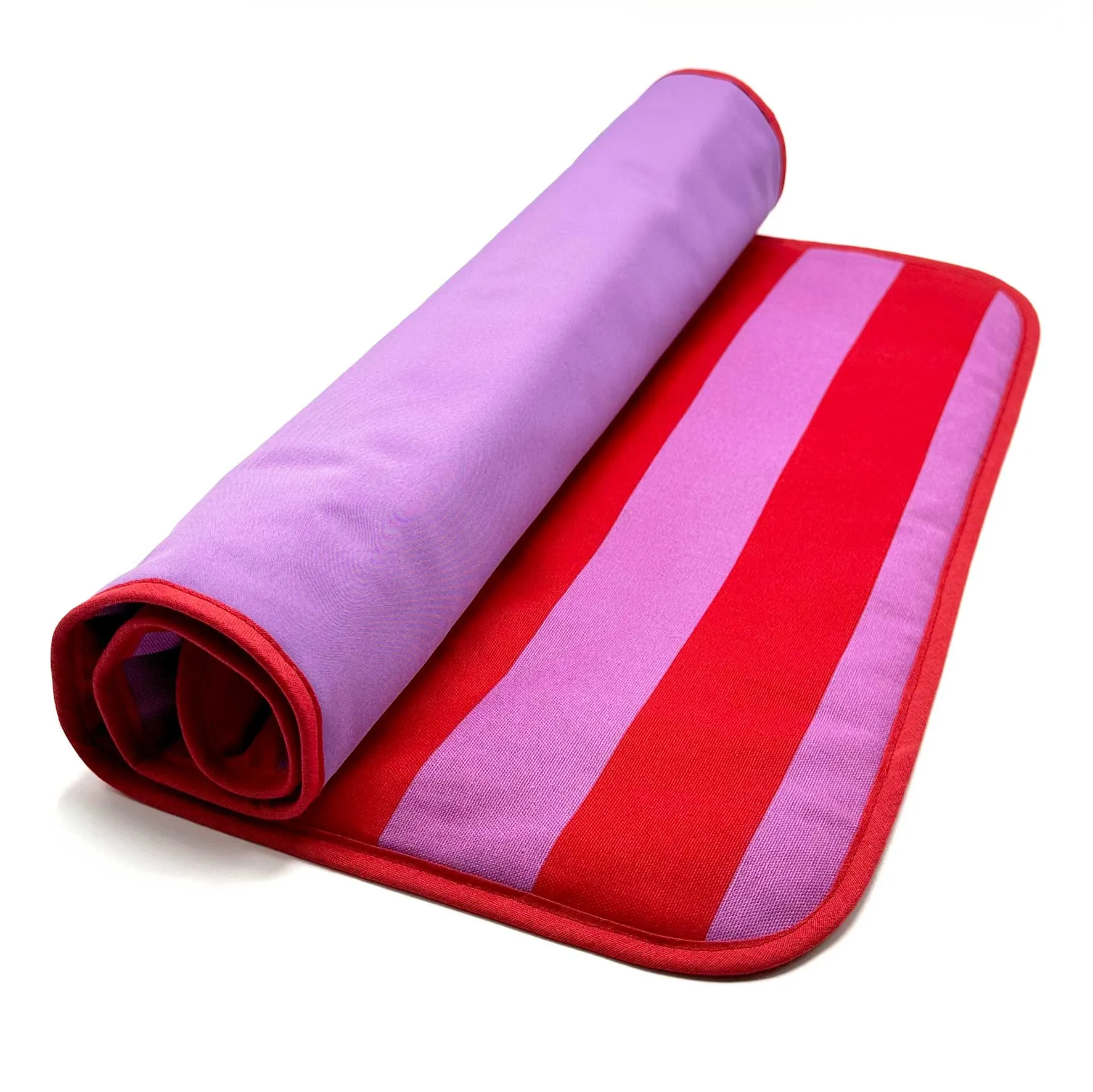 MooiZo Dog'n'Roll Hundereisedecke Sunset Stripes Kollektion Flieder-Rot - Wärmeisolierende, wasserabweisende Decke für Hunde, kompakt, pflegeleicht, ideal für Reisen und Ausflüge